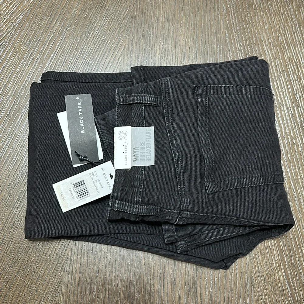 NWT Black Tape Maya High‎ Rise Relaxed Flare Black Wash Women’s Jeans, Size 26
